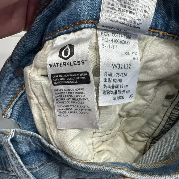 Levis 514 Men's Medium Wash 32x32 Blue Jeans Classic Straight Stretch Denim - Picture 4 of 8